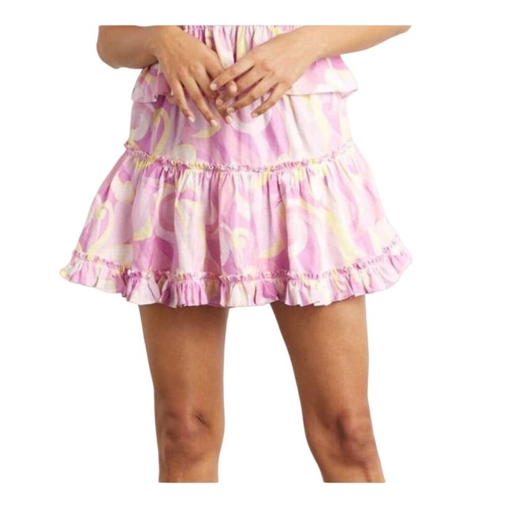 NWT Hill House The‎ Paz Tiered Ruffle Skirt in Candy Kaleidoscope Size S